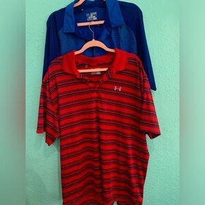 Bundle Under Armour Red Blue Polos Shirt XXL stripes heatgear loose golf active